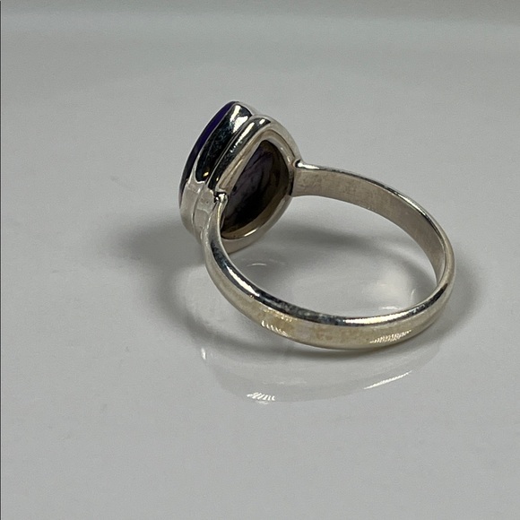 Purple Violet Dahlia Gemstone Solid 925 Sterling Silver Ring Size 9.25 - Picture 4 of 9